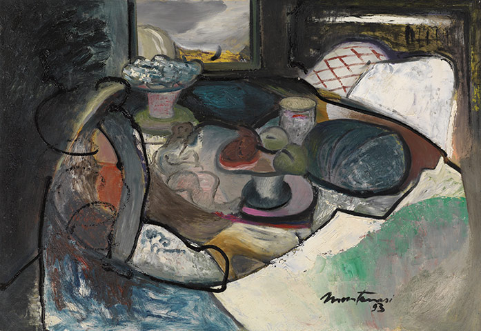 Pordenone Montanari: Figura in piedi con tavola apparecchiata, 1993