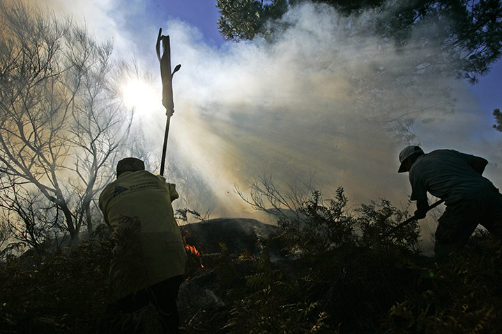 24 hours in pictures: Pardela,  Portugal:Local people help combat a wild fire