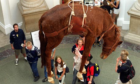 Italian Maurizio Cattelan's Taxidermic Horse with Leather Harness