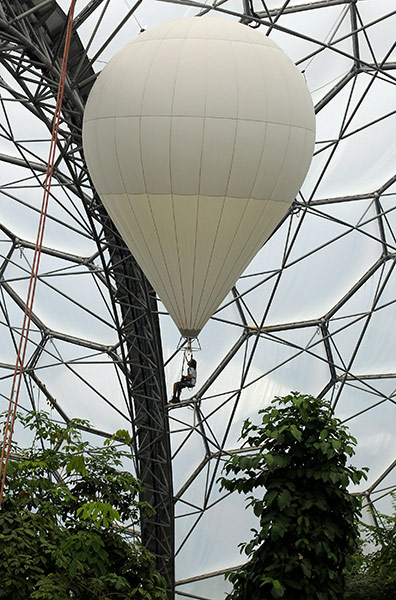 Eden Project: Eden horticulturist John Nichol moves above the canopy