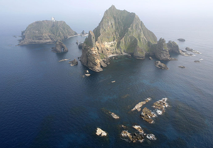 Korean Islands: An aerial view of a group of volcanic islets known as Dokdo