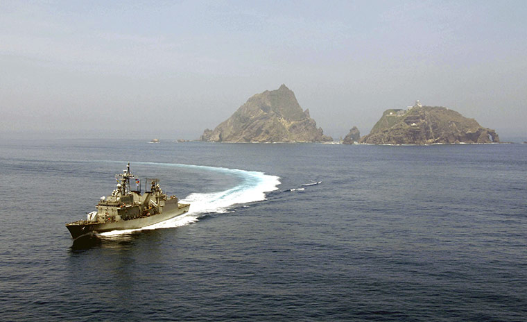 Korean Islands: A South Korean navy vessel participates in a defence drill