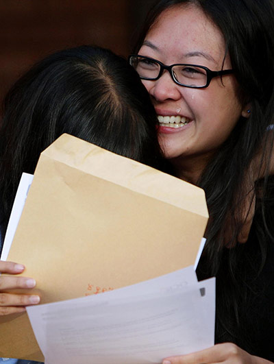 A Level Results: Heather Chung sheds a tear as she reads her A-level results