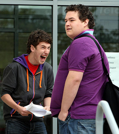 A Level Results: Conor Swain celebrates after receiving his A-level results Co Antrrim.