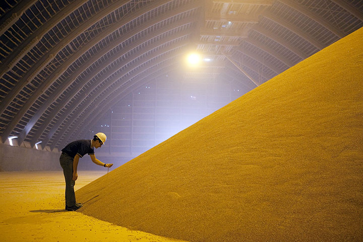 Week in Business: Mill manager Josh Wheeler examines a pile of processed potash in Colonsay
