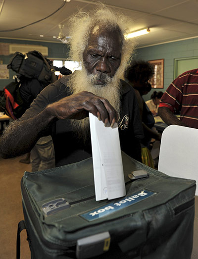 Australia Election: An Australian aborigine casts his vote in Gunbalanya