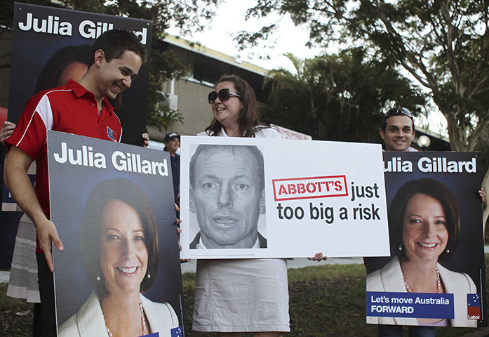 Australia Election: Supporters of Australian Prime Minister Julia Gillard in Brisbane