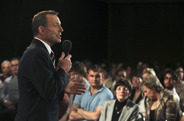 Australia Election: Australian Opposition Leader Tony Abbott gives a speech