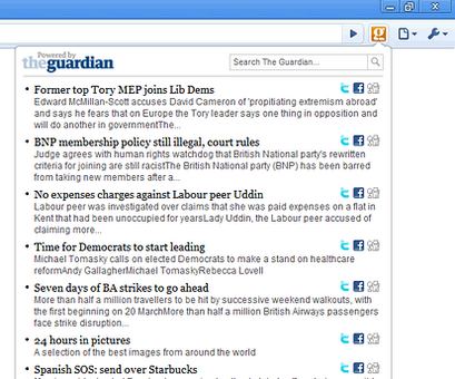 Screenshot of the guardian chrome extension