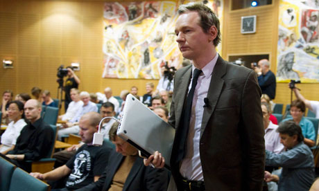WikiLeaks founder Julian Assange attends a seminar in Stockholm