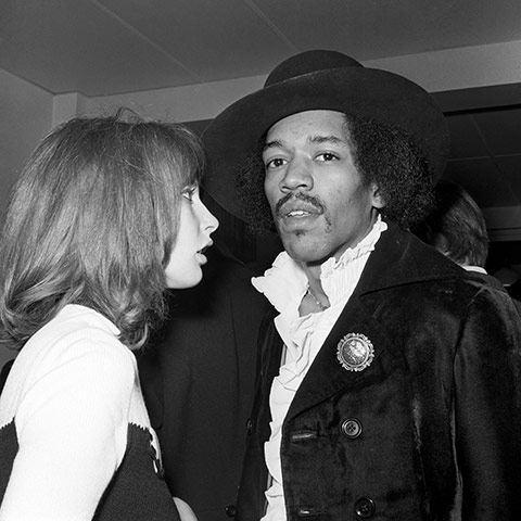 Hendrix Handel House: Jimi Hendrix with Kathy Etchingham at a record launch in London