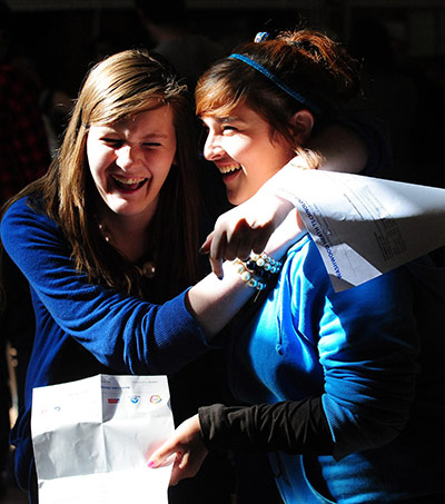 GCSE Results Released: Lauren Knowles and Amy Tuckey celebrate receiving their GCSE results