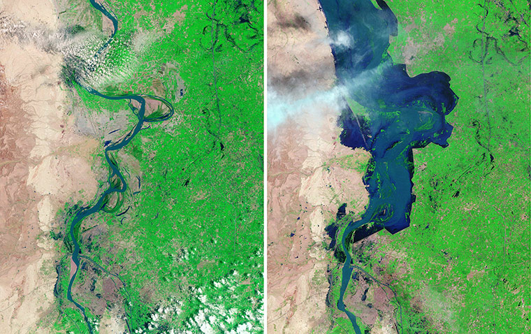 Pakistan Flood Update: A combination of two pictures released b