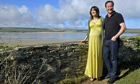 Prime Minister David Cameron and his wife Samantha  at Daymer Bay beach in Cornwall