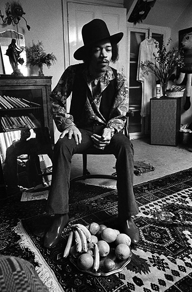 Jimi Hendrix: A shot of Hendrix at 23 Brook Street, wearing his famous 'Westerner' hat