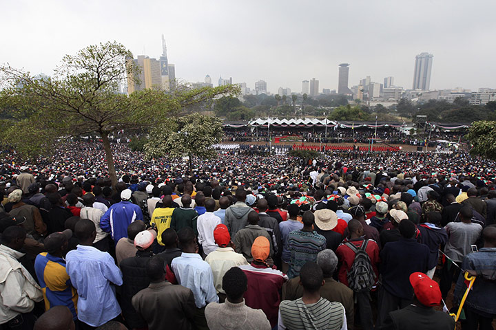 Kenya Constitution: Kenyans watch the procession after the signing of the new constitution