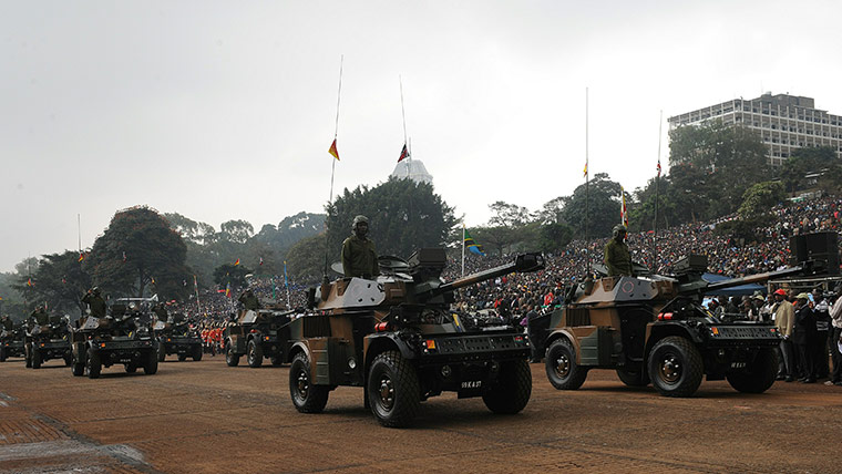 Kenya Constitution: Army vehicles during the ceremony for Kenya's new constitution