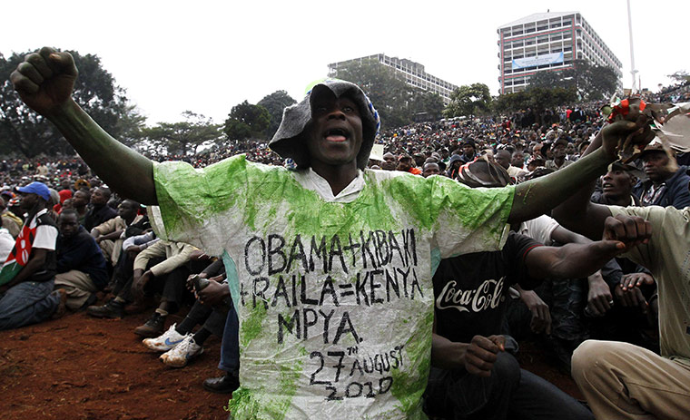 Kenya Constitution: People chant slogans as they attend the ceremony in Nairobi