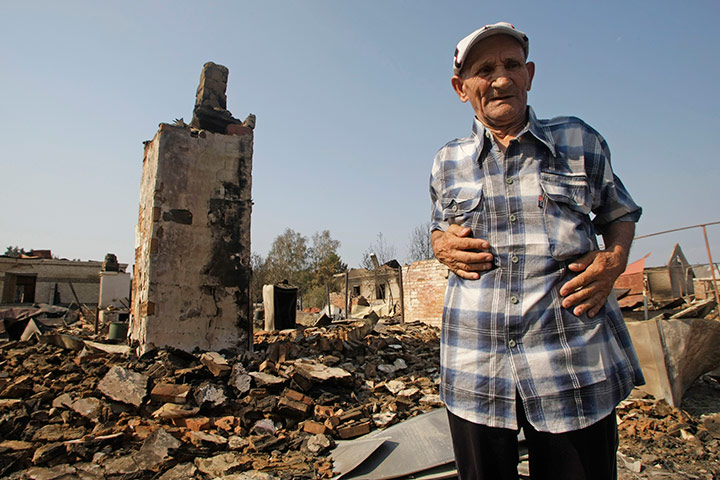 russian fire update: house after it was destroyed by a forest fire at the village Shuberskoe
