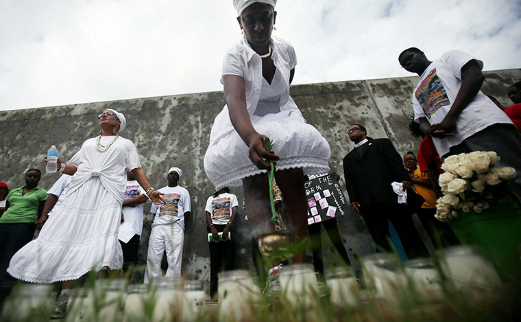 24 hours: New Orleans, Lousiana, USA:  Mourners gather during a healing ceremony