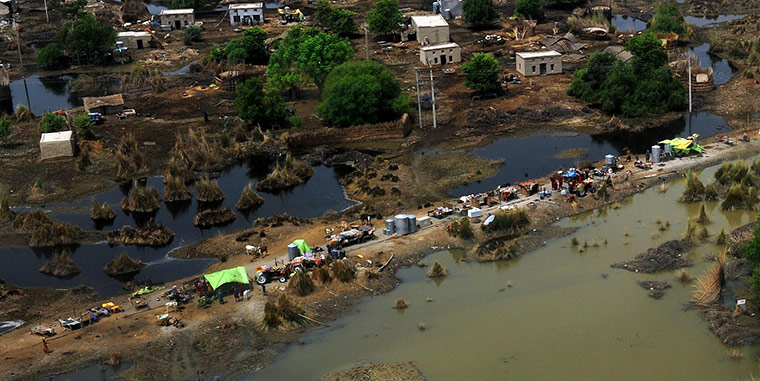 Pakistan Floods: An aerial view shows a flooded area in southern Pakistan