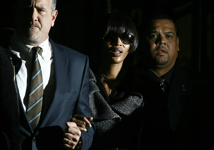 Naomi Campbell in court: January 2007: Naomi Campbell is escorted from her court appearance