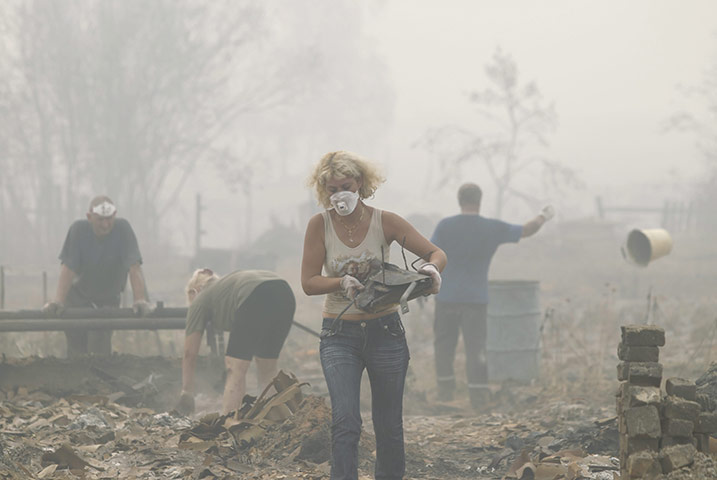 Russia update: Remains of buildings after fire in the village of Verkhnyaya Vereya