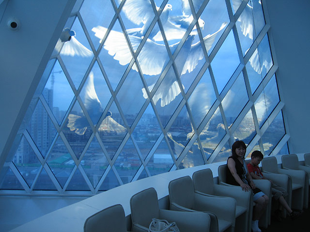 Astana: Stained-glass doves, created by British artist Brian Clark