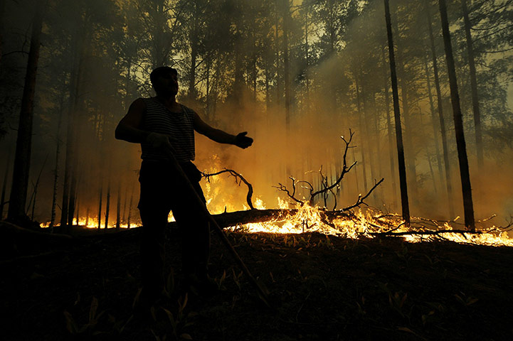 Wildfires in Russia : fire near the village of Golovanovo
