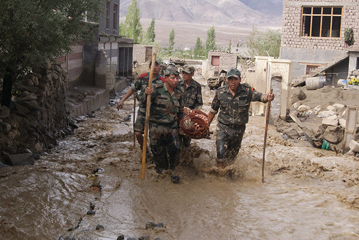 Leh flash floods: Indian army personnel engaged in rescue work after flash floods hit Leh