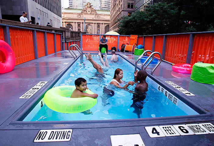24 hours in pics: Converted dumpster pools on Park Avenue in New York