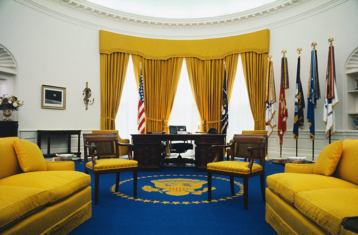 Oval Office redecoration: 1969: President Richard Nixon's office in the White House