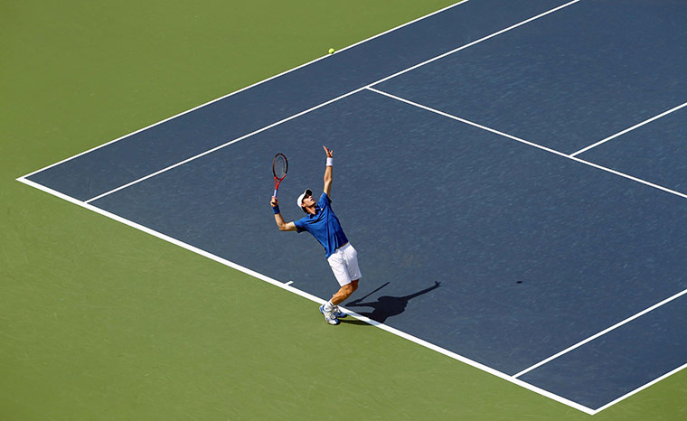 US Open 2010 Day 3: Andy Murray serves to Lukas Lacko during their US Open first round match