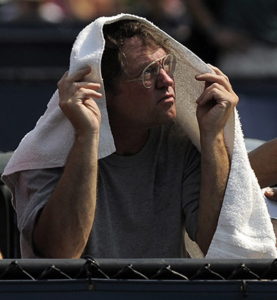 US Open 2010 Day 3: Fan protects themself from the sun at the 2010 US Open