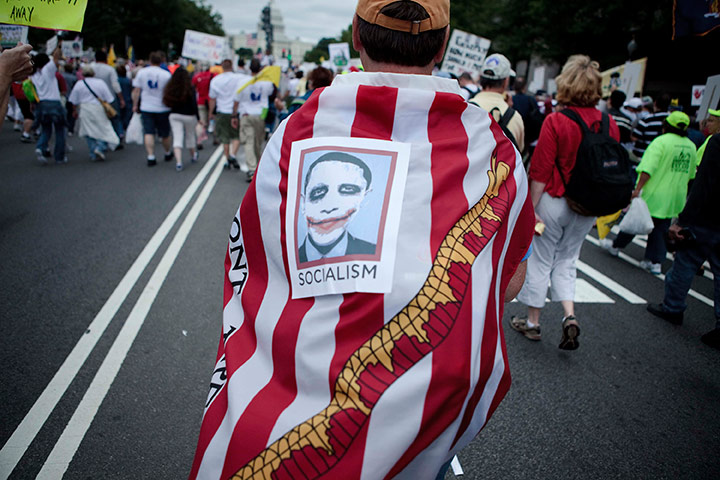 24 hours in pictures: A protestor during the Tea Party Express rally, Washington