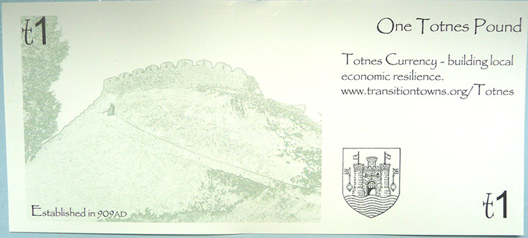 local currencies: totnes pound front