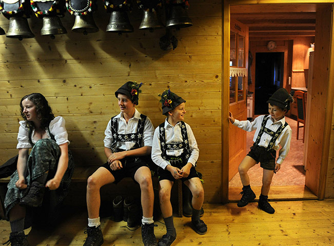 24 Hours: Children of the farmer family Gmeiner wear their typical Bavarian clothes