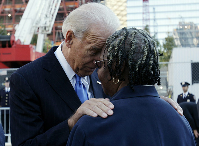 World Trade: Vice President Joe Biden consoles a 9/11 family member