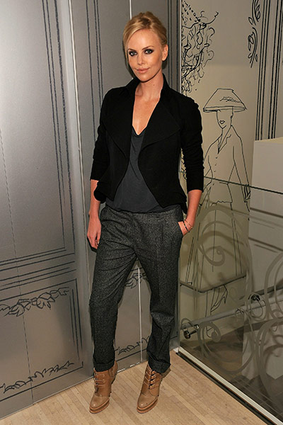 New York Fashion: Actress Charlize Theron attends the Dior celebration of Fashion's Night Out