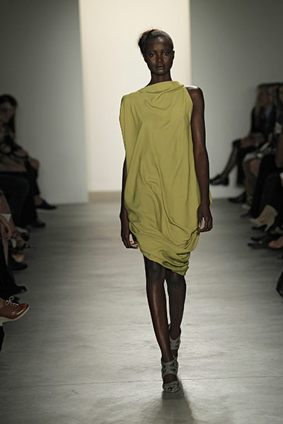 New York Fashion: A model on the runway at the Costello Tagliapietra Spring 2011 fashion show
