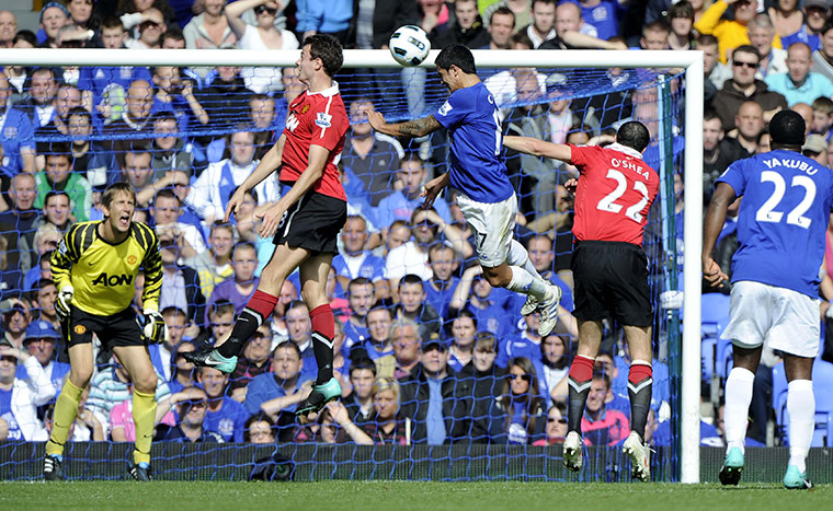 Everton v Man Utd: Tim Cahill pulls a goal back for Everton