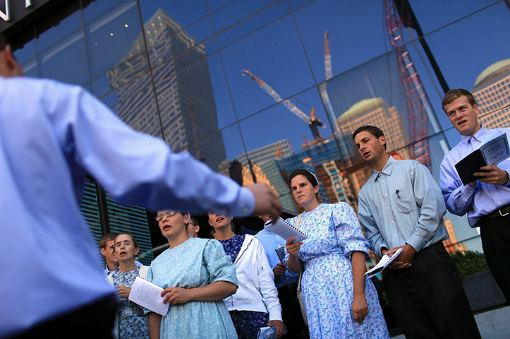 9/11 update: A group of Mennonites from Russell, Massachusetts sing hymns at Ground Zero