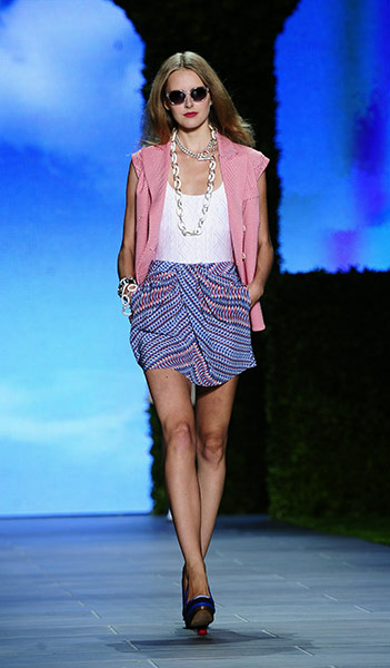 NY Fashion week day 4: A model displays a creation by designer Tommy Hilfiger 