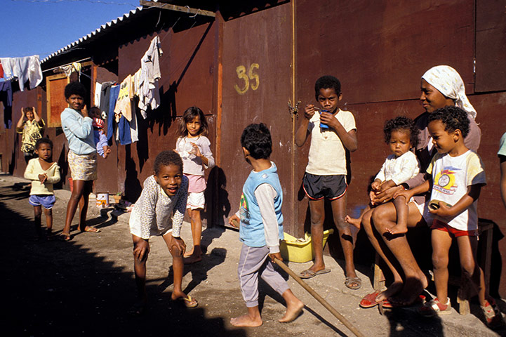 MDG: Millennium development goals Children play in shantytown in Rio de Janeiro