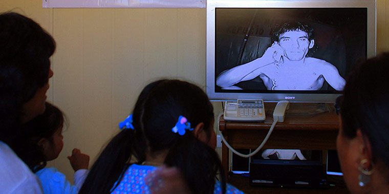 Trapped miners in Chile: 4 September: Miner Claudio Yanez speaks during a video conference