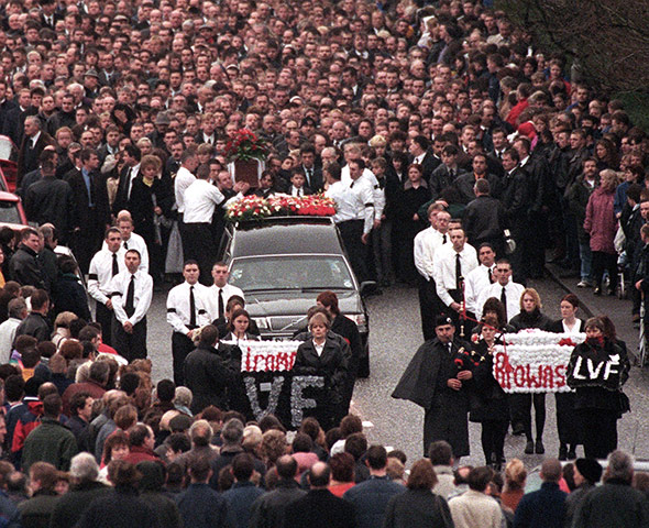 Billy Wright: Thousands of mourners attended the funeral