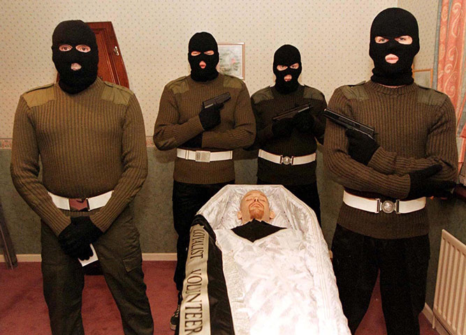 Billy Wright: Loyalist Volunteer Force guard of honour at the coffin of Billy Wright.