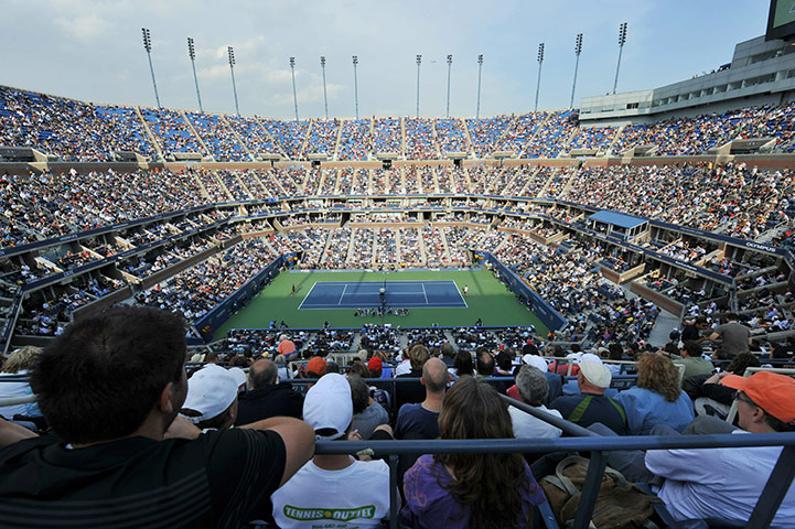 tennis2: General view of Arthur Ashe Stadium duri