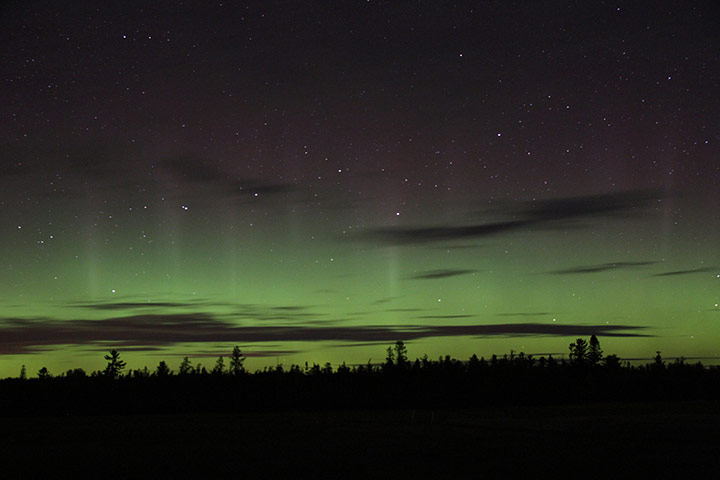  The northern lights (aurora borealis) are seen across the sky in Minnesota