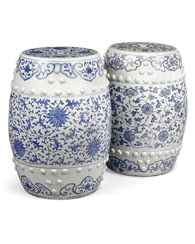 Lehman Brothers auction: Lot 1154 Two Similar Chinese Blue And White Barrel Shaped Garden Seats